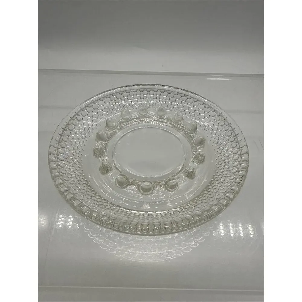 Vtg Mid-century Indiana Glass Diamond Point Hobnail Clear Ashtray Dish 6